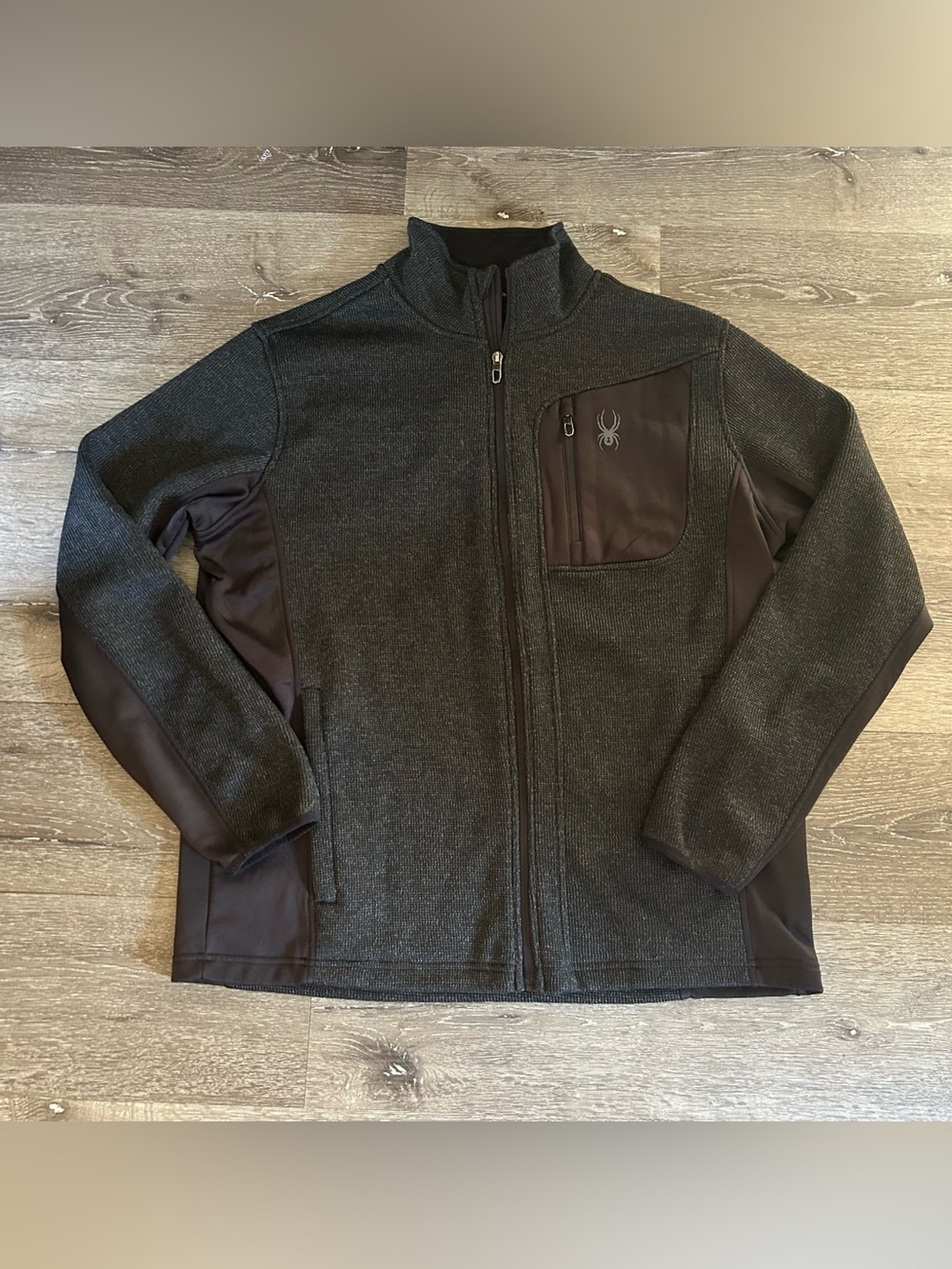 Men’s XL Black Gray Spyder Full Zip Up Sweatshirt Jacket